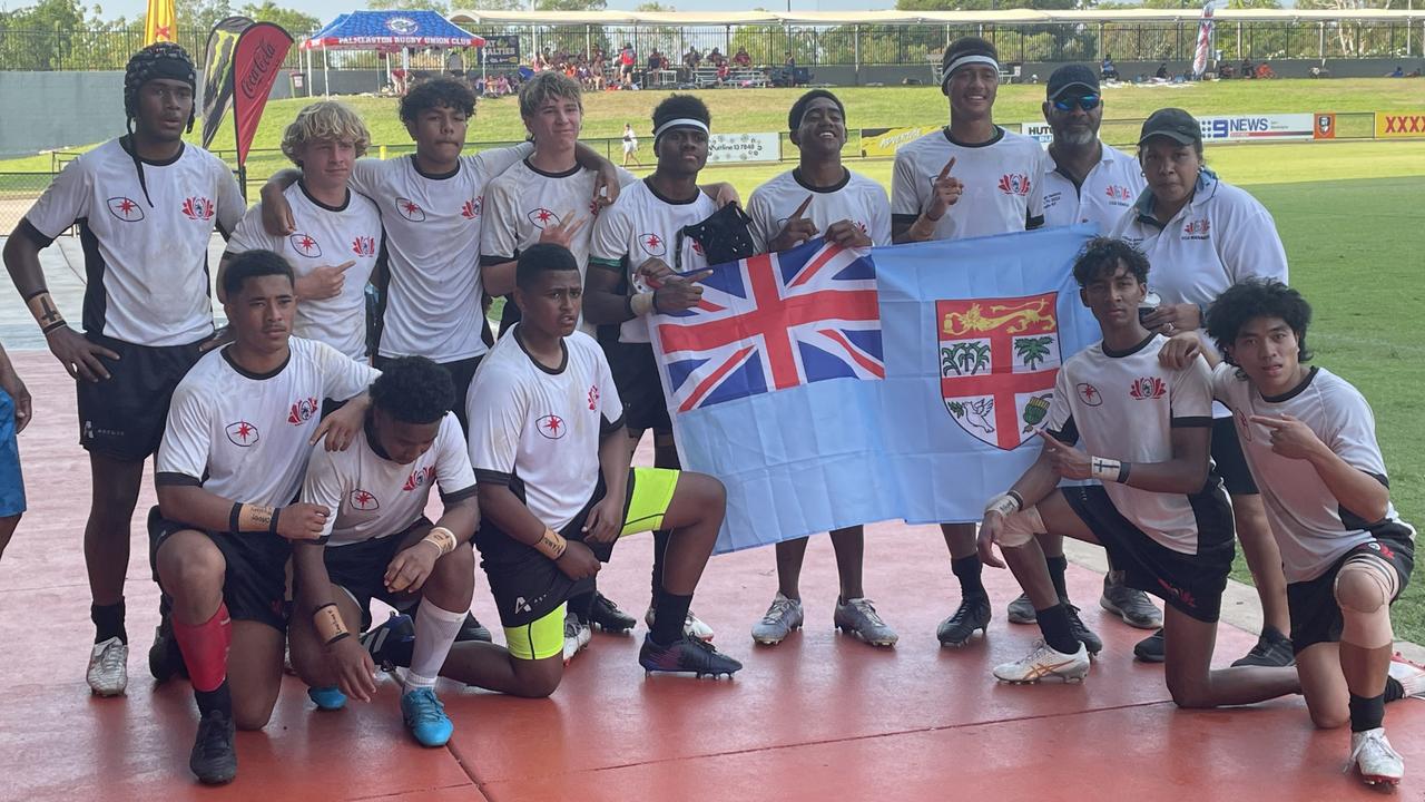 NSW Fijian Junior Under 16s celebrating after their maiden Hottest 7s title. Picture: Darcy Jennings