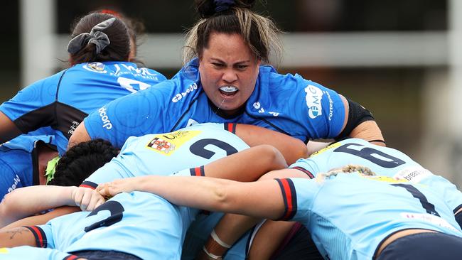 SYDNEY, AUSTRALIA - MARCH 13: Raewyn Tuheke of the Force calls instructions in the maul during the round two Super W match between the NSW Waratahs and the Western Force at Leichhardt Oval on March 13, 2022 in Sydney, Australia. (Photo by Mark Kolbe/Getty Images)