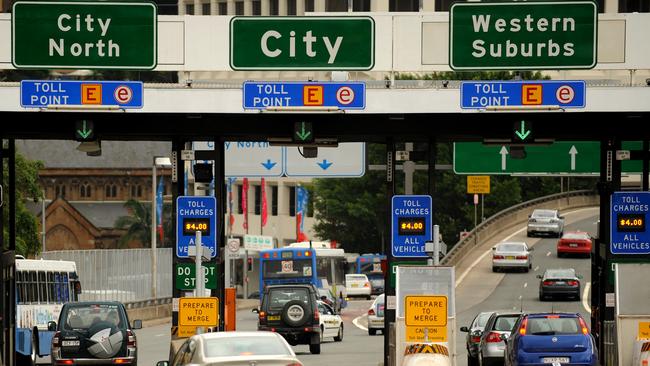 Signs on the Harbour Bridge alerting drivers of changes to tolls in 2009. Picture: AAP Image