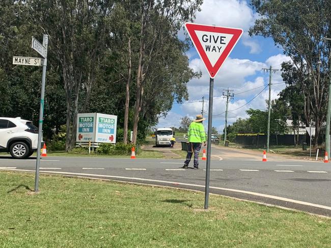 There was a three-car crash on the corner of Mayne St and Burgess St at Tiaro on Wednesday morning, November 9.