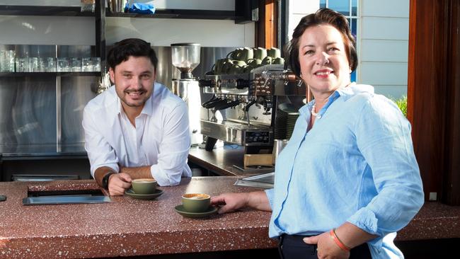 Lot Fourteen cafe owners Karen Slabbert and Shane Abbott at their new venue, Table on the Terrace. Picture: Matt Turner