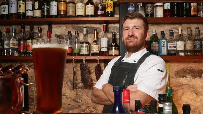 Andy Thiele in his new Deli Cellar, underneath The Delicatessen Kitchen & Bar. Picture: Emma Brasier/AAP