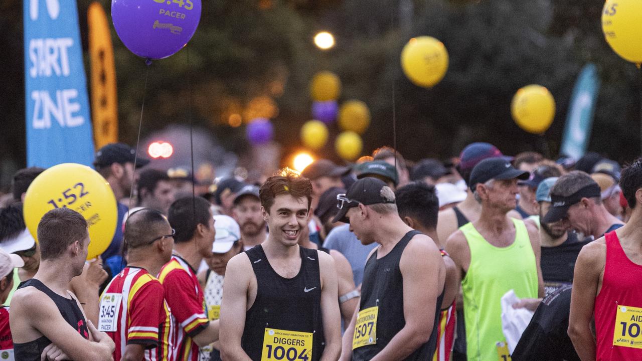 Runners prepare for the start of the Toowoomba Marathon. Picture: Kevin Farmer