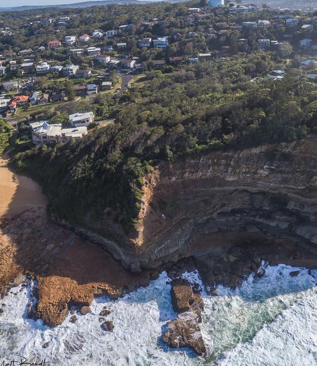 Household waste dumped from the clifftop at North Avoca captured by drone operator and photographer Matt Bendt.