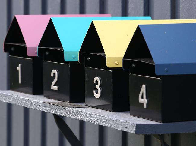 General, generic stock photo of letterboxes, letterbox, post, postal, letter, real estate, home, homes, houses, property, property market, house prices. Picture: Brendan Radke