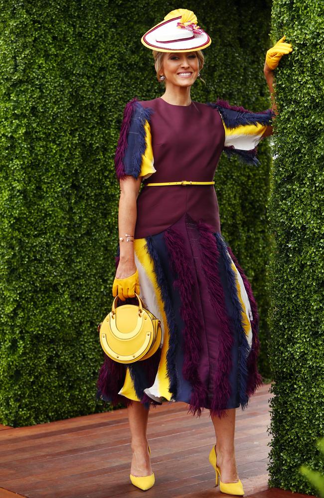 Fashions of the field winner Carle Rutledge at Oaks Day at Flemington Racecourse. Picture: Aaron Francis