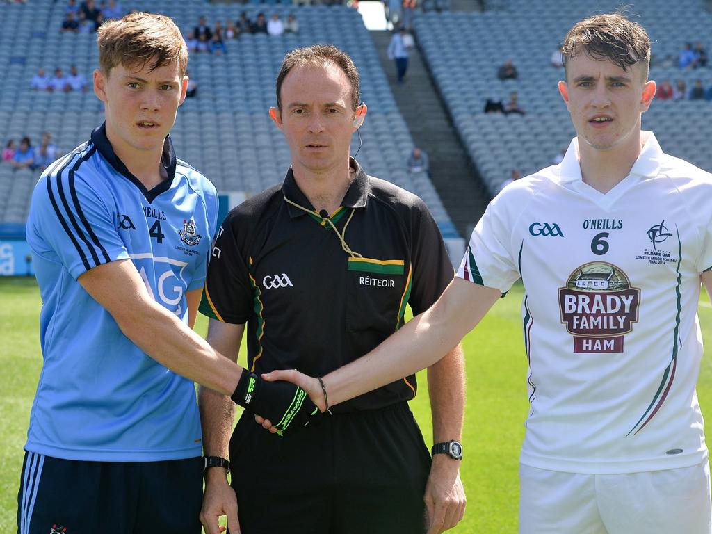 Before he was the star attraction in the Gladiator arena, this future actor (right) was a soccer protege who captained the Kildare team at the GAA Football Minor Championship in 2014. Picture: Ray McManus / SPORTSFILE via Getty Images