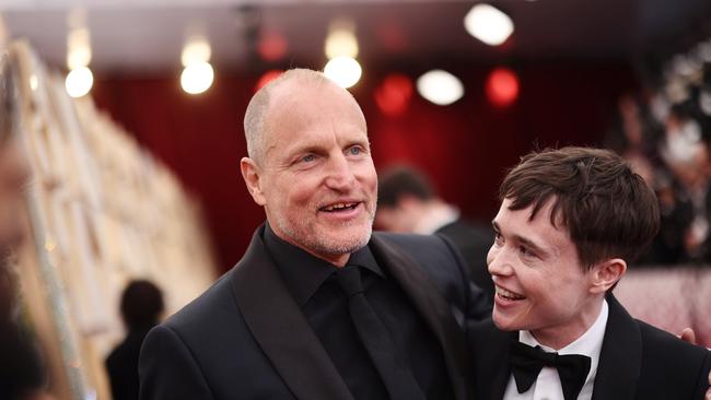 Woody Harrelson and Elliot Page attend the 94th Annual Academy Awards. Picture: Getty