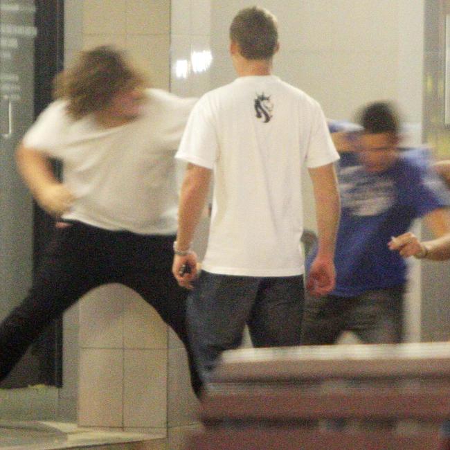 Youths fight in Coolangatta’s main street back in 2010. Picture: Luke Marsden.