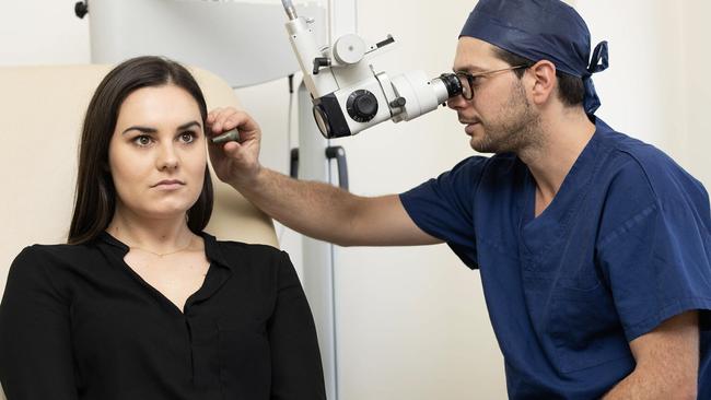 Ear, nose and throat surgeon Marco Raftopoulos says since adopting AI in his clinic he has been able to dedicate more time with patients. Picture: Supplied.