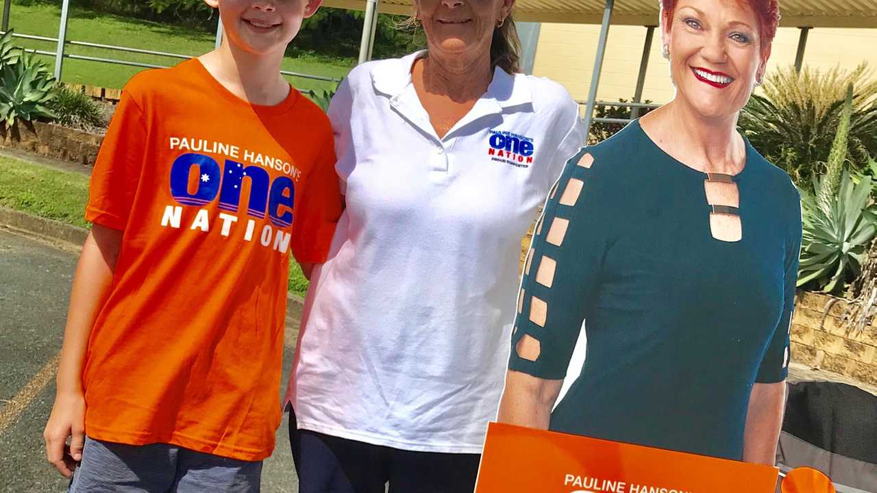 Rory McPhail with One Nation candidate for Dawson Debra Lawson. Rory recently met Pauline Hanson and she promised to fly him to Canberra for her swearing in ceremony if she is successful at securing her senate seat. Picture: Angela Seng