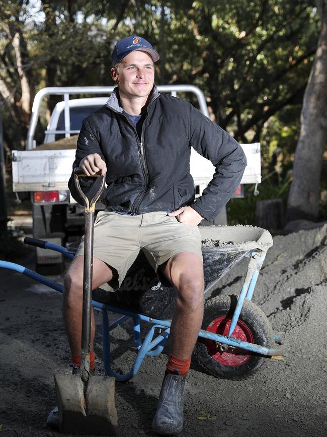 Hamish Latchford takes a break from work as a landscaper during the week. Picture SARAH REED