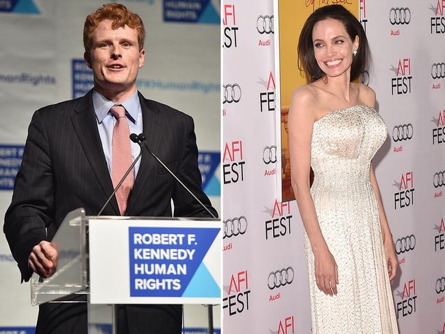 Bobby Kennedy’s grandson and democratic congressman, Joseph P. Kennedy III and Angelina Jolie. Picture: Getty Picture: