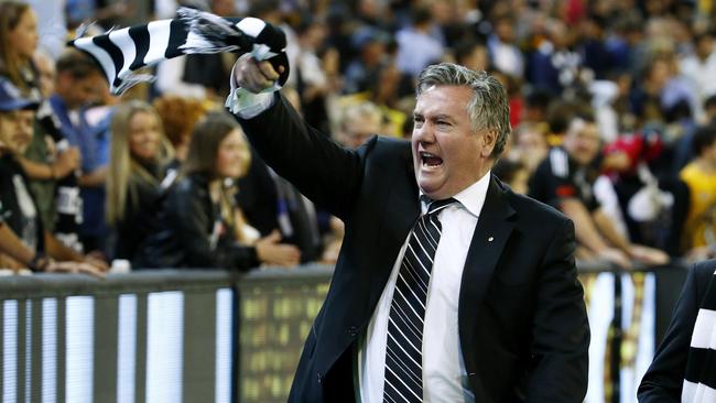 AFL - Round 2 - Collingwood v Richmond at MCG , President Eddie McGuire with his scarf after the win. 1st April 2016. Picture: Colleen Petch.