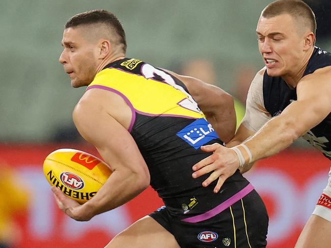 Dion Prestia found a ton of it for the Tigers. Picture: AFL Photos/Getty Images