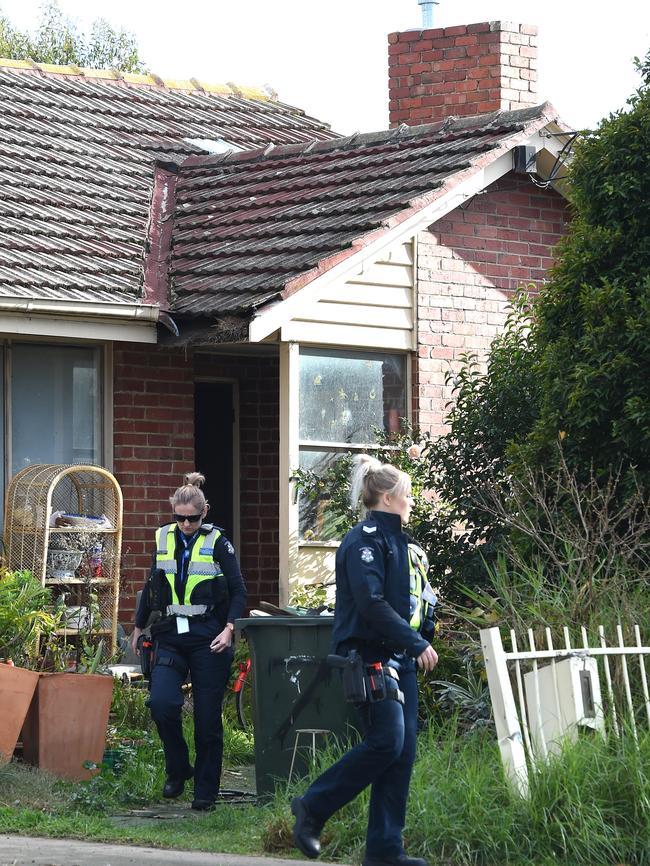 Police at Todd’s Broadmeadows family home last year. Picture: Nicole Garmston