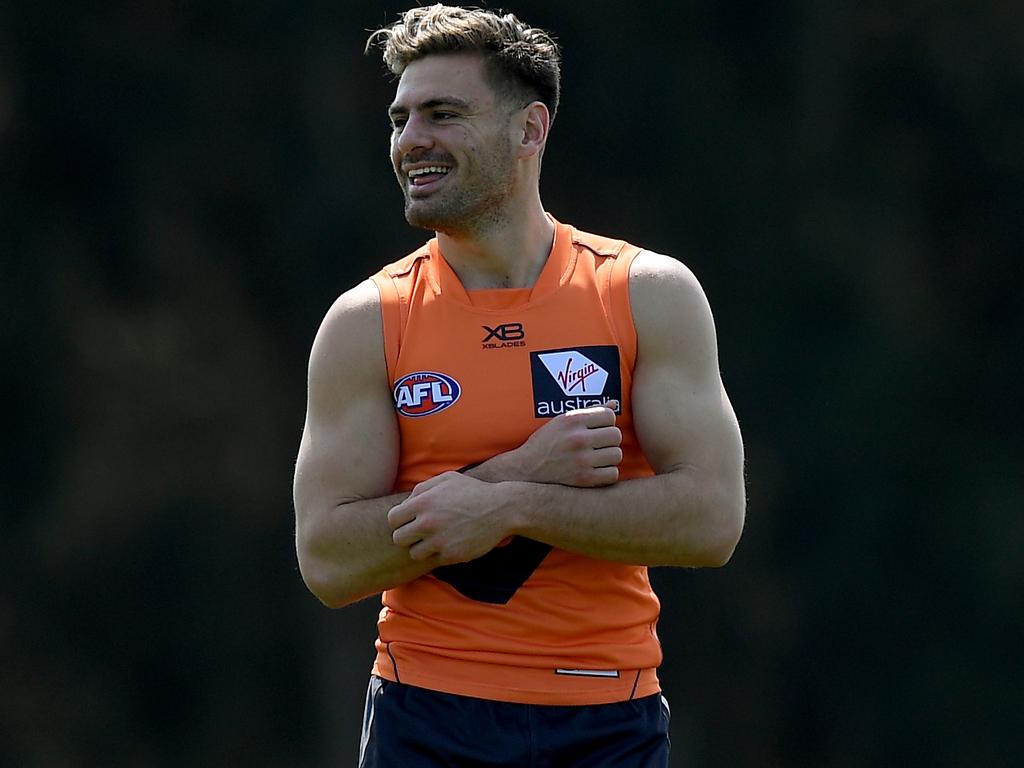 GWS Giants player Stephen Coniglio takes part in a training session at the Greater Western Sydney Giants training centre, in Sydney, Tuesday, September 11, 2018. (AAP Image/Dan Himbrechts) NO ARCHIVING