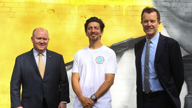 Mr Fitzsimmons with Mr Tapia and NSW Attorney-General Mark Speakman. Picture: NCA NewsWire / Gaye Gerard