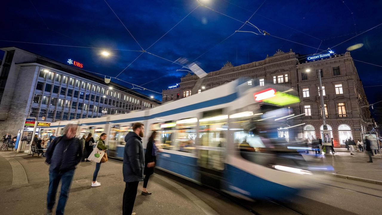 The headquarters of Credit Suisse (R) next to an offices of Swiss giant bank UBS in Zurich. Picture: AFP