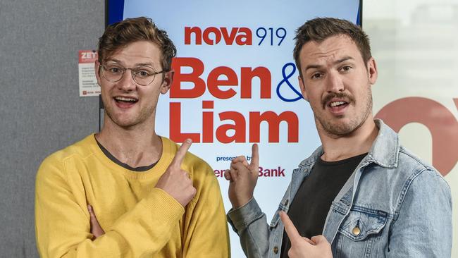 Nova’s Ben Harvey and Liam Stapleton are the kings of brekky on the FM dial. Picture: Roy VanDerVegt