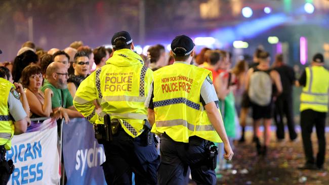 Four men were arrested during a high-visibility policing operation at the 47th Gay and Lesbian Mardi Gras Parade on Saturday night. Picture: NCA NewsWire / Damian Shaw