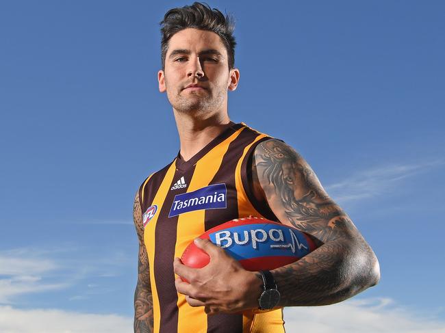 Wingard poses in his new Hawthorn digs. Picture: Getty Images