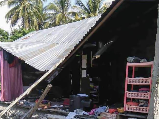 A collapsed house following an earthquake in Donggala, Central Sulawesi. Picture: AFP