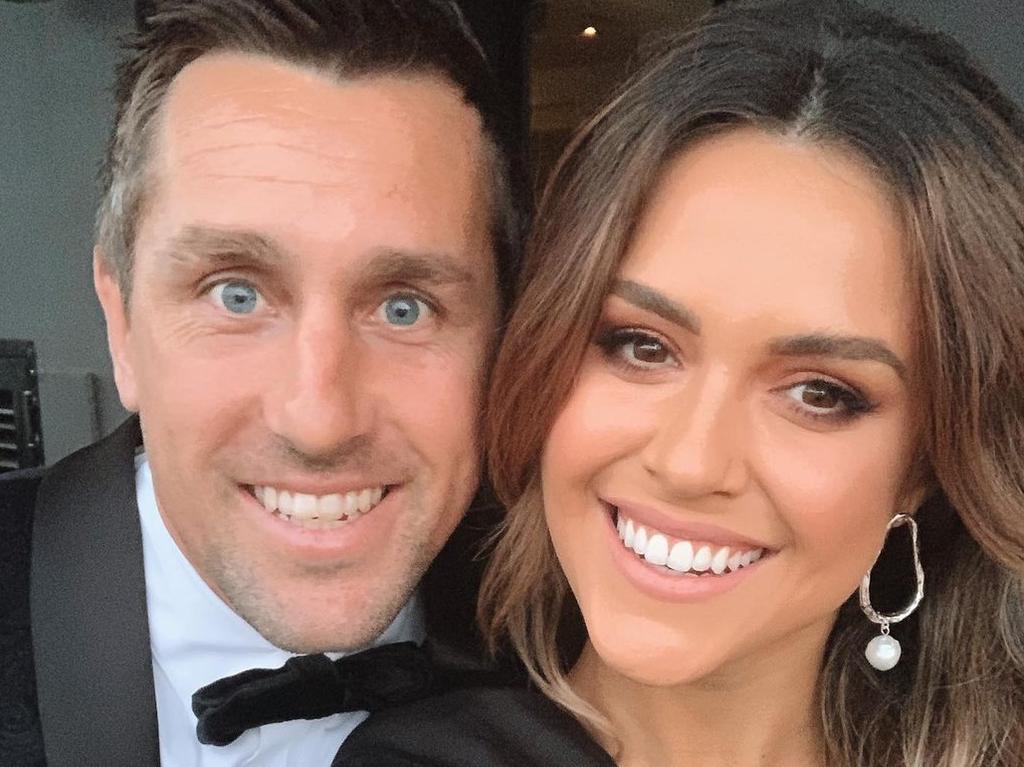 Mitchell Pearce and his fiancee Kristin Scott.