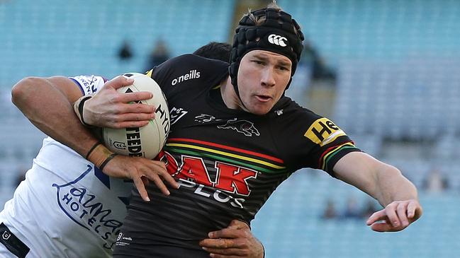 SYDNEY, AUSTRALIA – SEPTEMBER 26: Matt Burton of the Panthers scores a try during the round 20 NRL match between the Canterbury Bulldogs and the Penrith Panthers at ANZ Stadium on September 26, 2020 in Sydney, Australia. (Photo by Matt King/Getty Images)