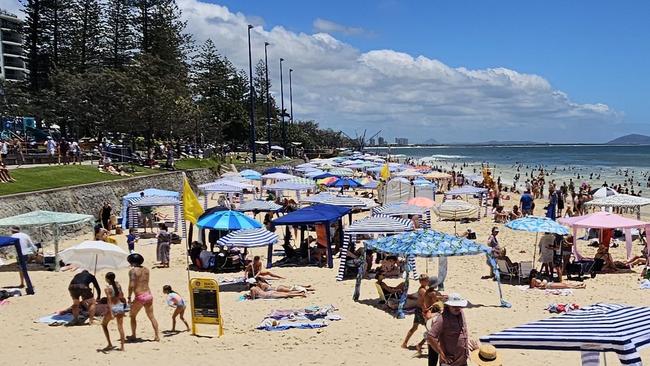 Beachgoers at Mooloolaba Beach. Picture: Contributed