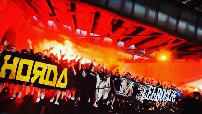 Horda is an extreme Melbourne Victory hooligan group. Source: Instagram