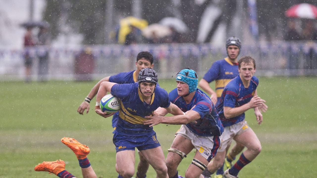 BJ Oates, Grammar and Lucas van der Laan, Downlands. O'Callaghan Cup at Toowoomba Grammar. Saturday, Aug 29, 2015. Photo Nev Madsen / The Chronicle