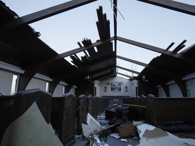 Tornado damage to Emmanuel Baptist Church on December 11, 2021 in Mayfield, Kentucky. Multiple tornadoes tore through parts of the lower Midwest. Picture: AFP