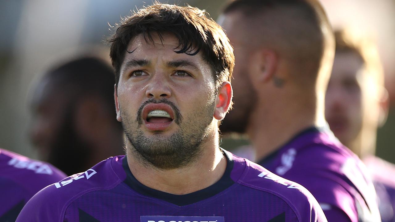 SYDNEY, AUSTRALIA - SEPTEMBER 27: Brandon Smith of the Storm looks on during the round 20 NRL match between the St George Illawarra Dragons and the Melbourne Storm at Netstrata Jubilee Stadium on September 27, 2020 in Sydney, Australia. (Photo by Mark Kolbe/Getty Images)