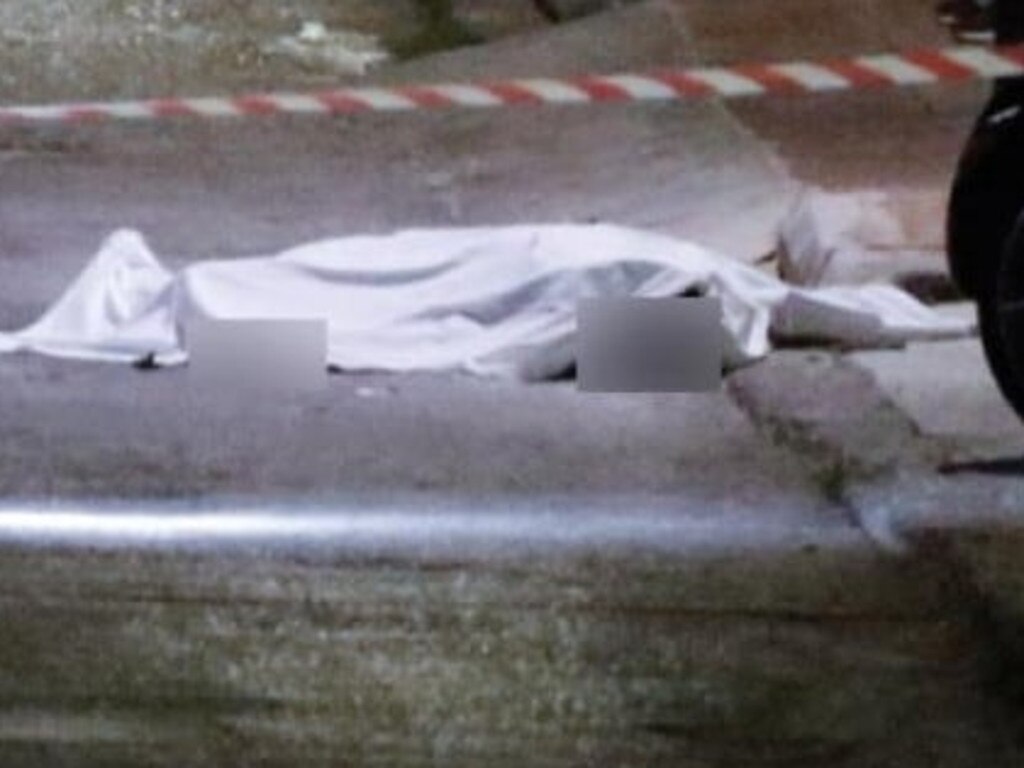 The gruesome crime scene outside. Picture: Supplied