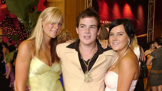 NOVEMBER 14, 2005: News. Reporter: Katie Ots. Palm Beach Currumbin State School formal at Conrad Jupiters Casino, Broadbeach. Mia Hallas, Chris Haylock and Sarah Walters. PicAlex/Carter