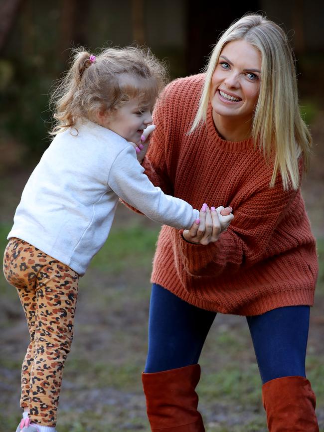 Radio and TV personality Erin Molan with daughter, Eliza. Picture: Toby Zerna