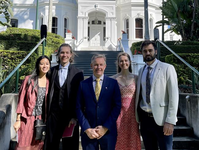 ORDER OR AUSTRALIA: Professor David Scott (centre, with his children and their partners) was presented by His Excellency the Honourable Paul de Jersey AC, Governor of Queensland with the Medal of the Order of Australia in the General Division for service to medicine, particularly to anaesthetics.