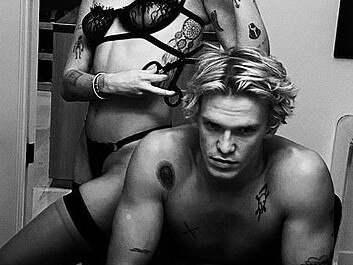 Miley Cyrus gives Cody Simpson a racy haircut in lingerie.  Picture:  Instagram