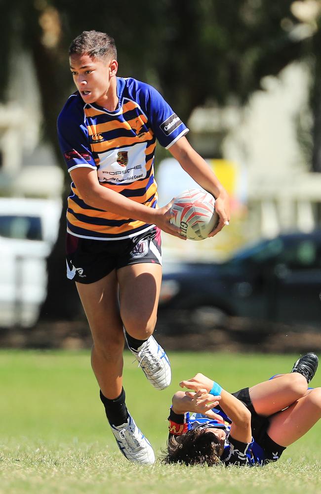 SURFERS PARADISE RUGBY, GOLD COAST , AUSTRALIA - April 10, 2021: Far North Coast U13s v USQ Saints U13s - Day Two of King of the Country rugby tournament.Played at Surfers Paradise Eagles Rugby Ground at Southport. Picture: Scott Powick Newscorp