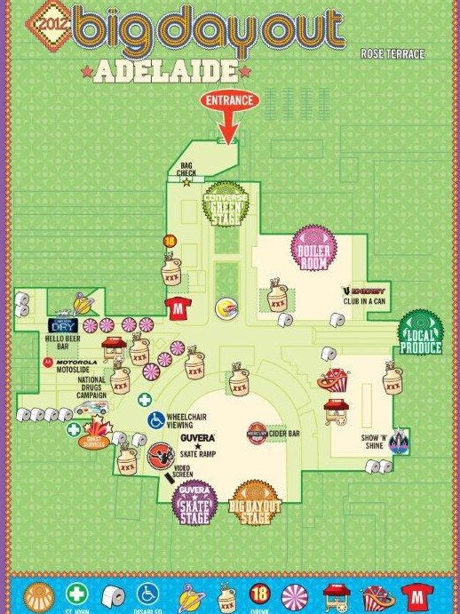 Map for Adelaide’s 2011 Big Day Out.