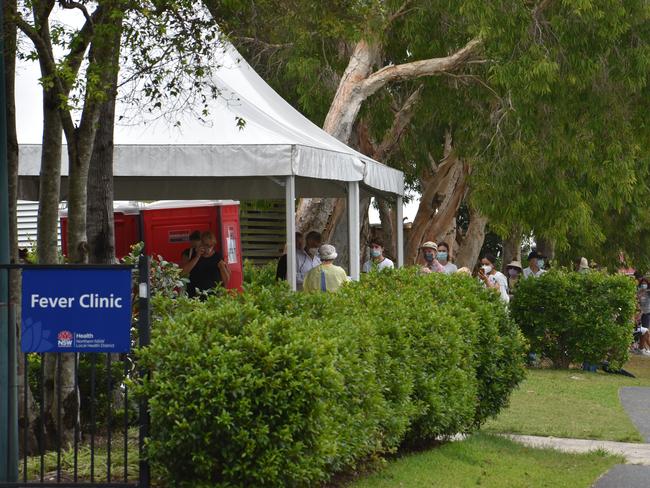 Residents queue at the Tweed Hospital for a Covid-19 test on January 7, 2022. Picture: Liana Walker