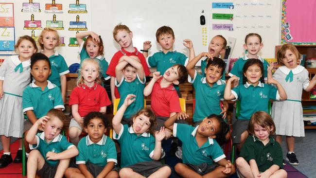 MY FIRST YEAR: Funny faces. Kuluin State School Preps. Picture: Patrick Woods.