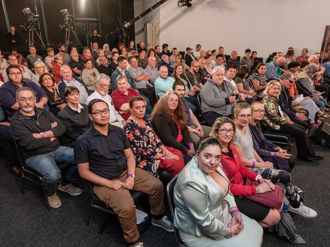 The range of questions from the 100 undecided voters was vast, going from crime to roads to autism to TAFE and everything inbetween. Picture: Jason Edwards