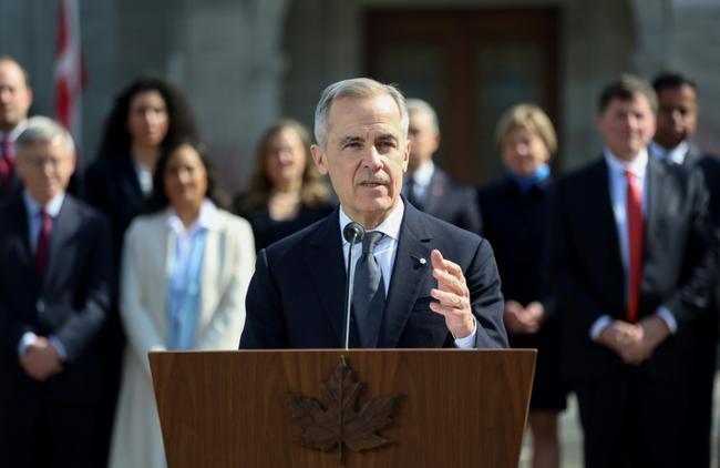 Canada's Prime Minister Mark Carney speaks during a news conference on March 14, 2025 in Ottawa