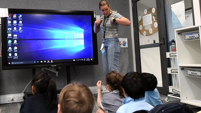 Prep students are seen in class at St Paul’s College. Photo: Julian Smith