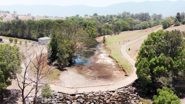 The Tyalgum Weir highlights the dire situation which many rural areas of the Tweed Shire are facing. The weir is virtually empty with the village requiring water to be carted in. Photo: SCOTT POWICK