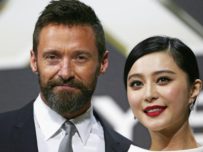 Fan Bingbing, pictured with X-Men star Hugh Jackman, disappeared for three months amid a tax scandal. Picture: Scott Barbour / Getty Images