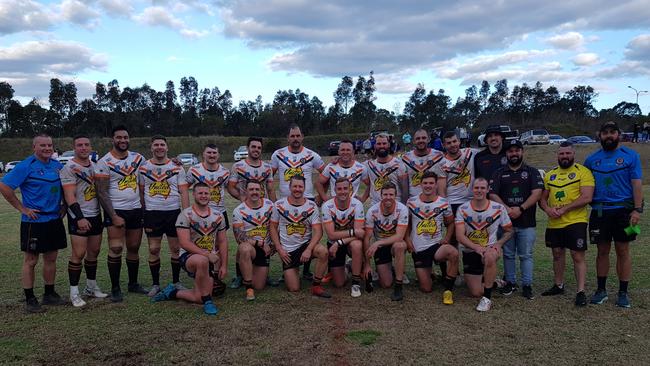 The Oaks Tigers first grade side after their 78-10 win over Campbelltown City. Picture: Steve Montgomery