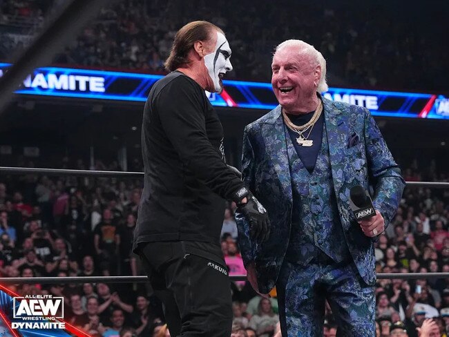 Wrestling legend Ric Flair works for free thanks to ‘Wooooo Energy’ AEW sponsorship. Picture: AEW